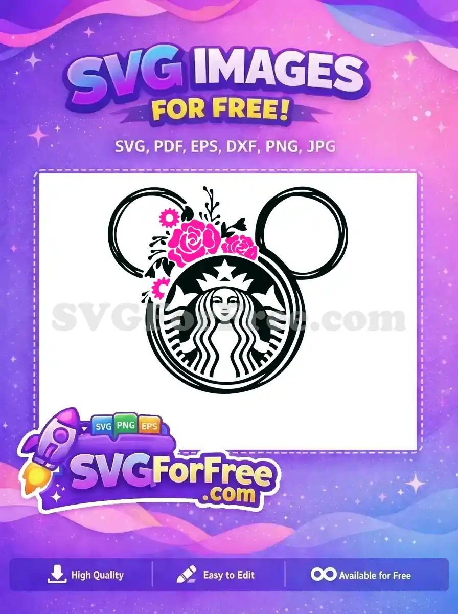 Free Floral Starbucks Free Mouse Ears Starbucks Free SVG