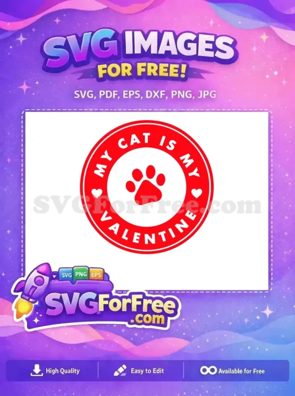 Free Red Paw Free Valentine Hearts Cat Valentine Free SVG