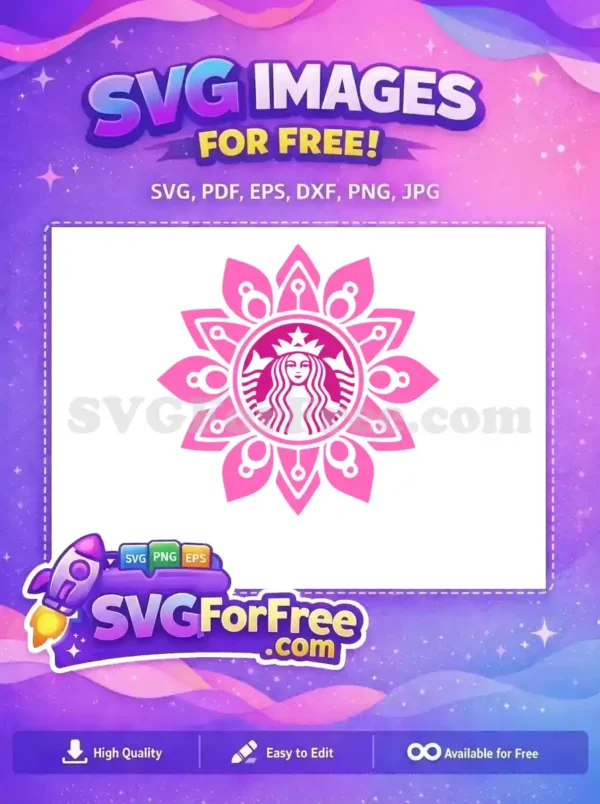 Free Pink Starbucks Mermaid Free Floral Ornament Starbucks Free SVG