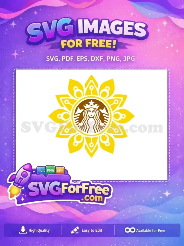 Free Smiling Starbucks Siren Free Yellow Flower Starbucks Free SVG