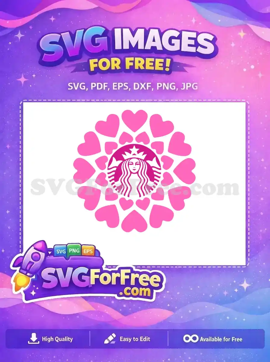 Free Pink Hearts Starbucks Free Valentine's Day Design Free SVG