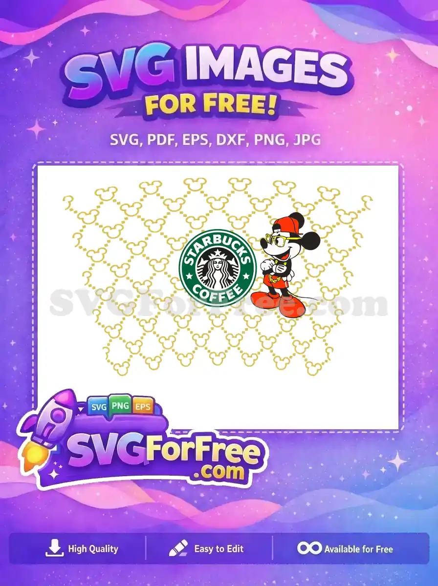 Free Red Cap Mickey Free Gold Chain Starbucks Free SVG
