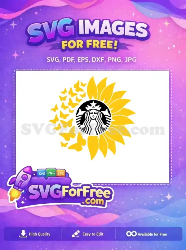 Free Yellow Butterflies Free Sunflower Starbucks Character Free SVG