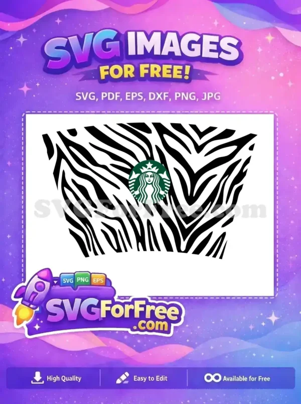 Free Zebra Print Free Starbucks Logo Green White Free SVG 1
