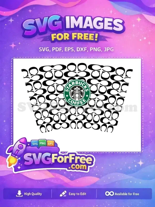Free Coach Pattern Free Starbucks White Background Design Free SVG