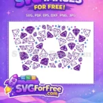 Free Purple Diamonds Stars Pattern Free Starbucks Design Free SVG - Instant Download