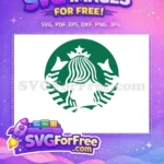 Free Starbucks Mermaid Free Green White Starbucks Free SVG - Instant Download