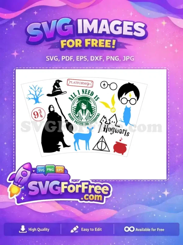 Free Harry Potter Starbucks Free Blue Animals Green Logo Movie Free SVG