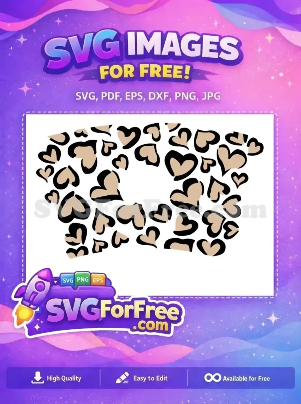 Free Leopard Hearts Free Starbucks Wrap Valentine Free SVG