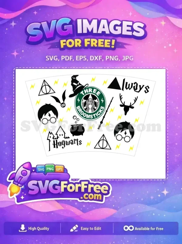 Free Wizard Inspired Free Starbucks Three Broomsticks Harry Potter Free SVG