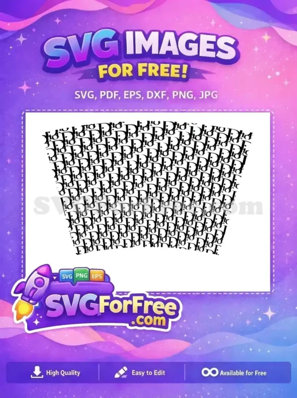 Free Black Dior Repeat Free Pattern Starbucks Free SVG