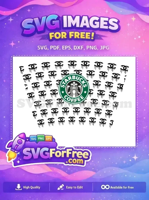 Free Dripping Chanel Free Starbucks Pattern Green Coffee Free SVG