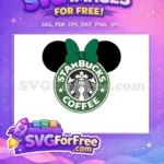 Free Smiling Minnie Free Green Bow Starbucks Free SVG - Instant Download