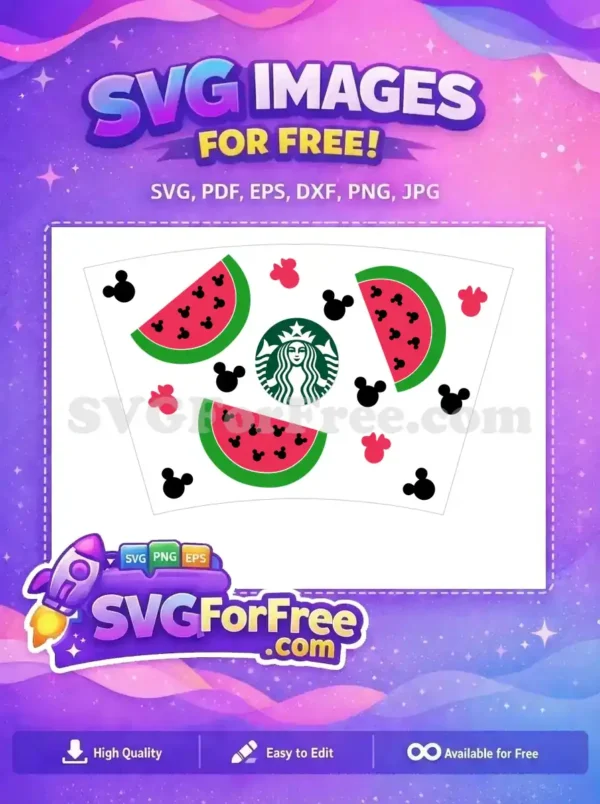 Free Watermelon Minnie Faces Free Starbucks Design Summer Free SVG