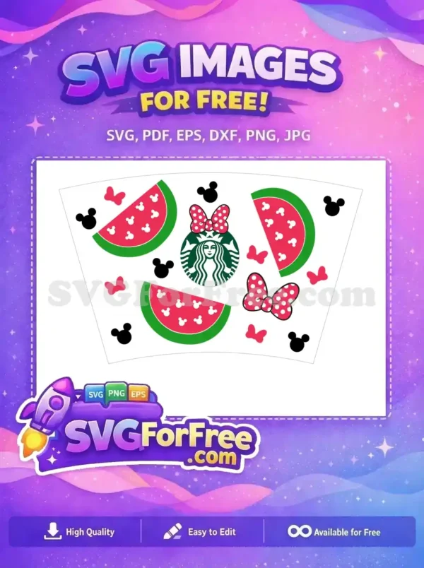 Free Watermelon Minnie Free Polka Dots Starbucks Free SVG