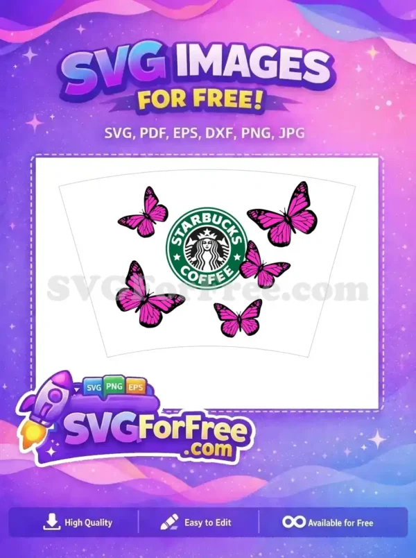 Free Pink Butterflies Free Starbucks Coffee Cup Free SVG