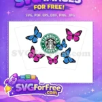 Free Pink Blue Butterflies Free Starbucks Design Free SVG - Instant Download