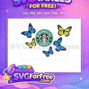 Free Blue Butterflies Free Yellow Starbucks Coffee Free SVG