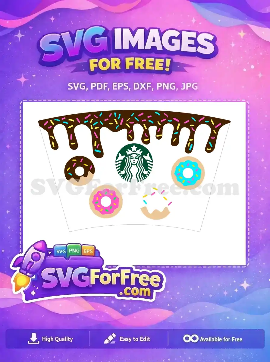 Free Drip Glaze Free Colorful Donut Starbucks Free SVG