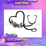 Free Heart Stethoscope Roses Free Doctor Nurse Medical Free SVG - Instant Download