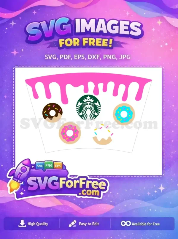 Free Pink Drip Free Colorful Donuts Starbucks Free SVG