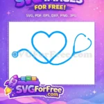 Free Skyblue Heartbeat Free Stethoscope Medical Free SVG - Instant Download