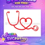 Free Red Heart Stethoscope Free Doctor Nurse Starbucks Free SVG - Instant Download