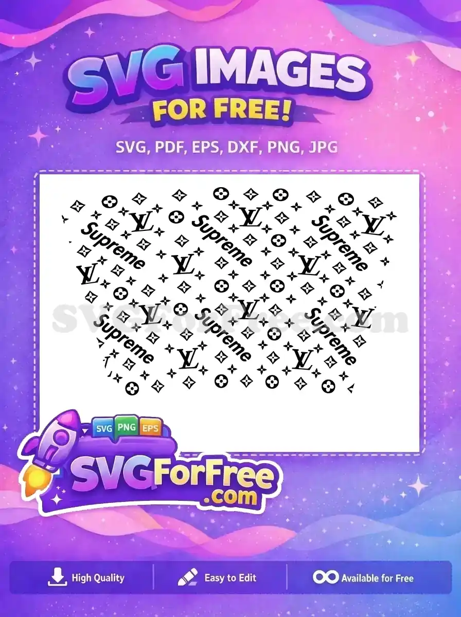 Free Louis Vuitton Free Supreme Starbucks Pattern Free SVG 2