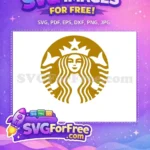 Free Golden Crown Free Smiling Mermaid Starbucks Free SVG - Instant Download