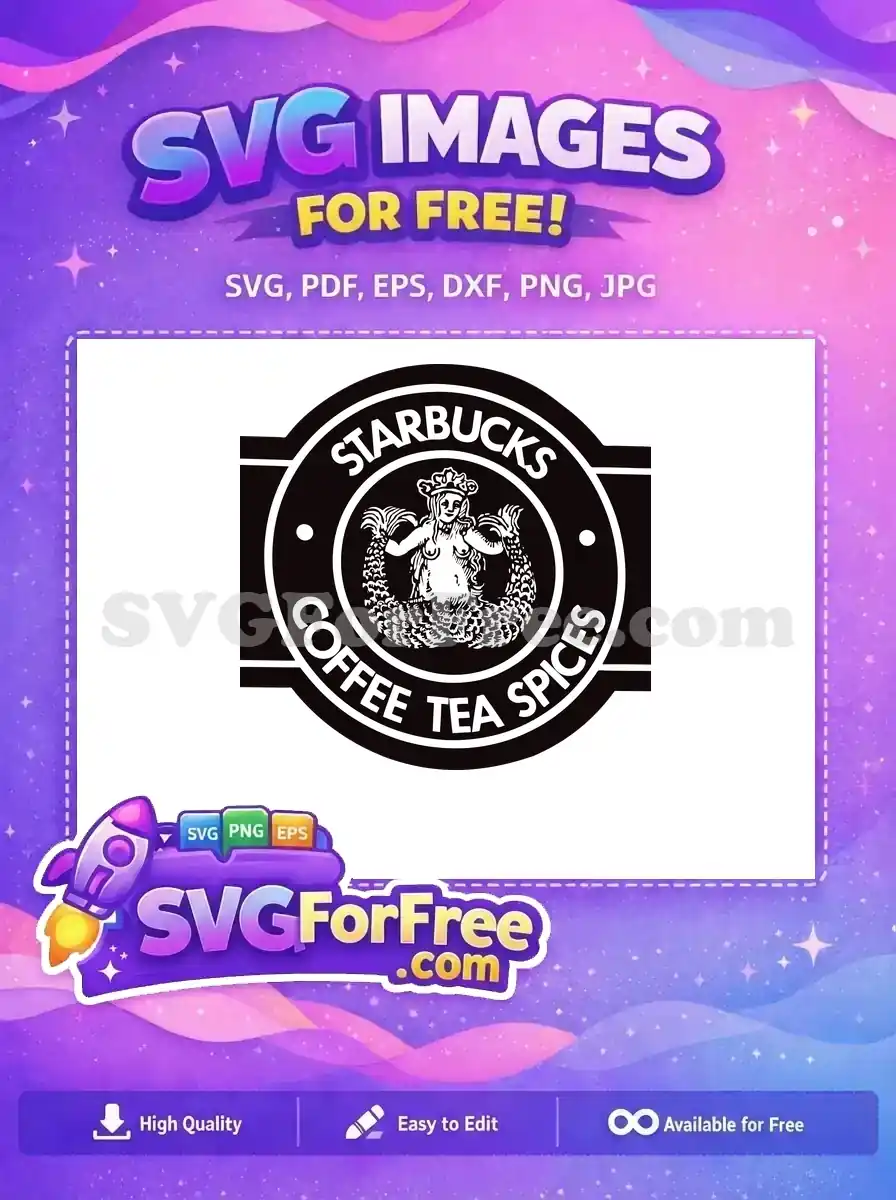 Free Crowned Mermaid Free Starbucks Logo Coffee Free SVG 4