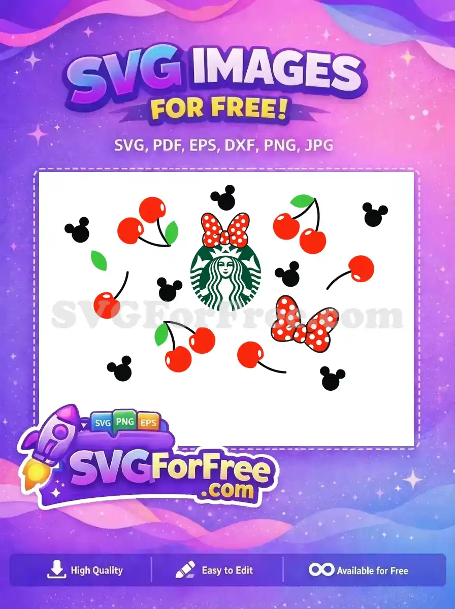 Free Minnie Red Bow Free Cherry Starbucks Design Free SVG