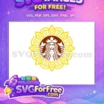 Free Brown Starbucks Logo Free Yellow Floral Design Free SVG - Instant Download