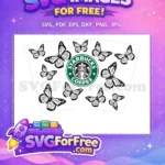 Free Monarch Butterflies Free Starbucks Cup Black White Free SVG - Instant Download