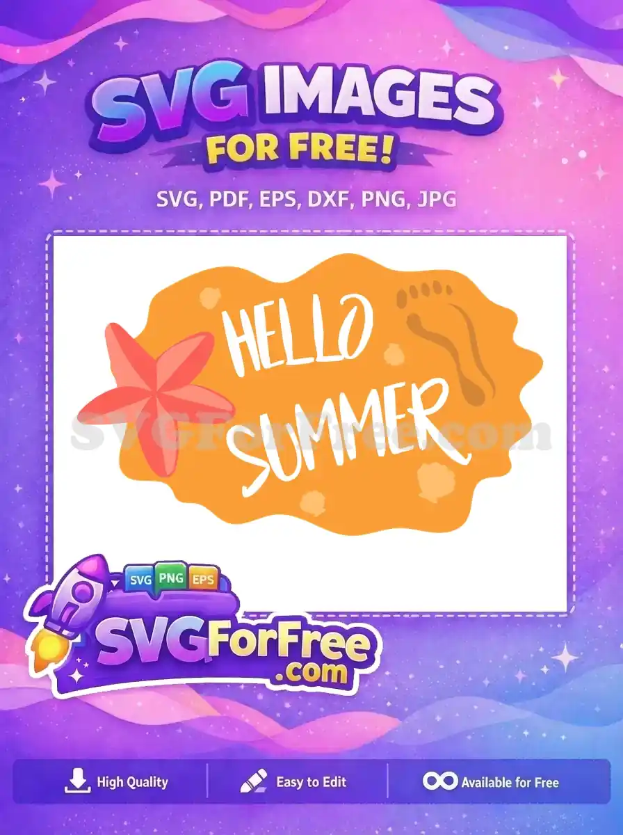 Free Starfish Footprints Hello Free Summer Quotes Free SVG