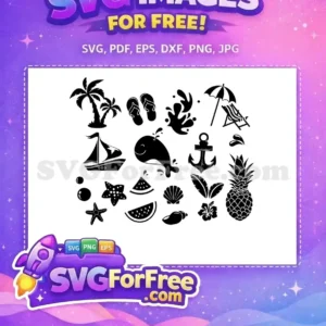 Free Black Summer Elements Free Beach Trip Summer Free SVG