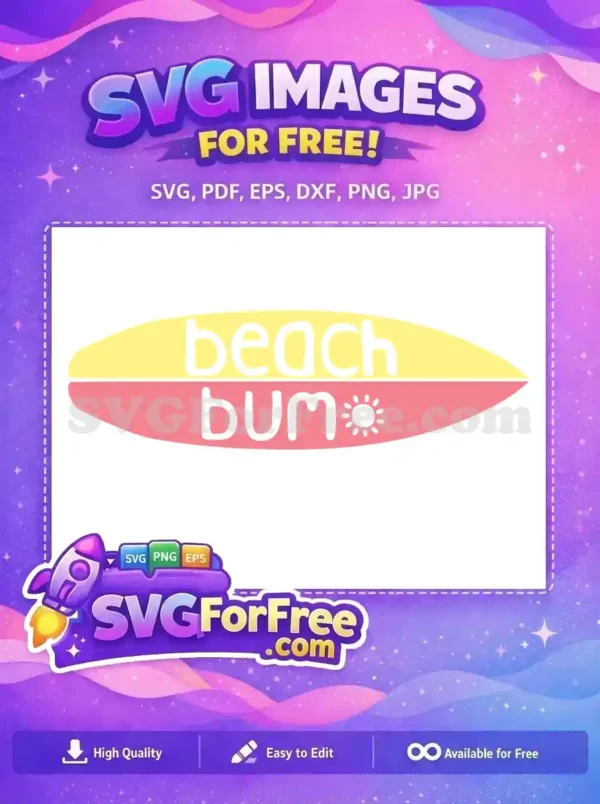 Free Yellow Surfboard Free Beach Bum Summer Free SVG 1
