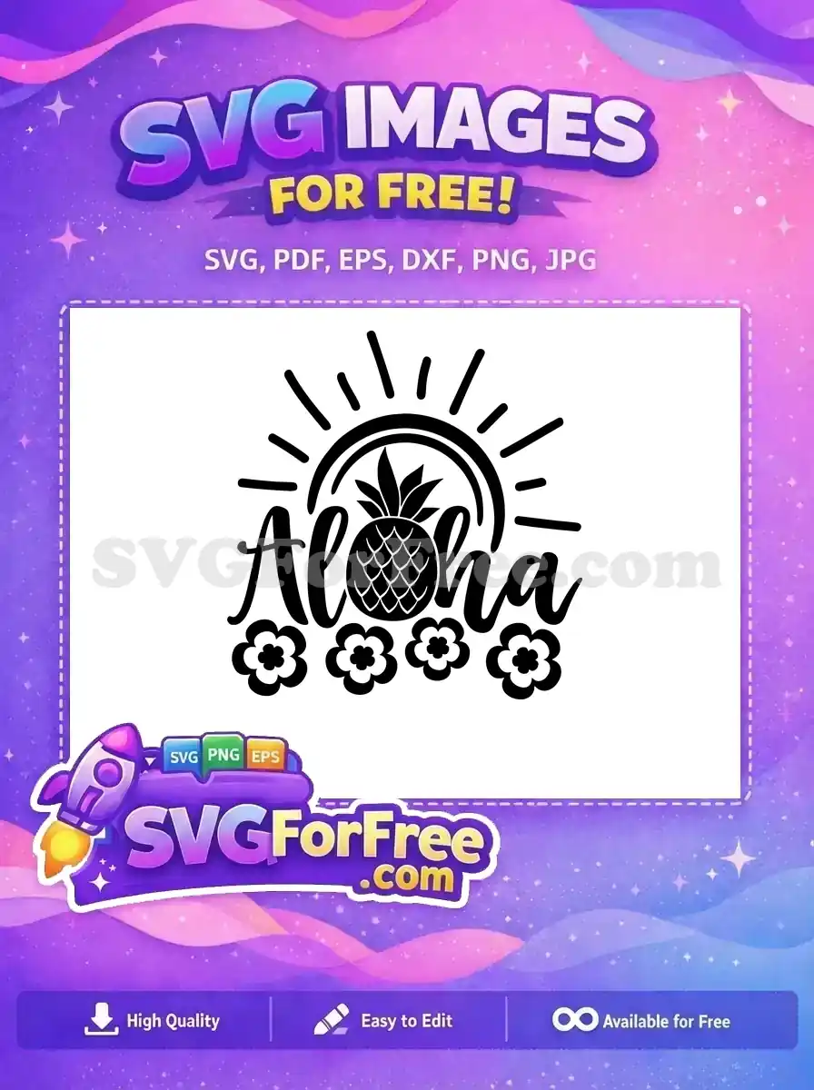 Free Black Aloha Pineapple Free Summer Flowers Free SVG
