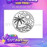 Free Palm Tree Free Ocean Waves Summer Free SVG - Instant Download