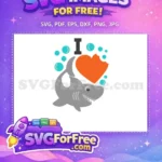 Free Gray Shark Free Bitten Heart I Love Summer Free SVG - Instant Download