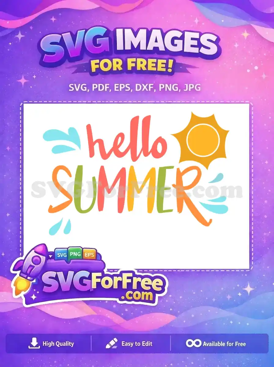 Free Colorful Hello Free Summer Letters Graphic Free SVG