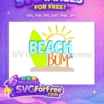 Free Beach Bum Surfboard Free Summer Scene Beach Free SVG - Instant Download