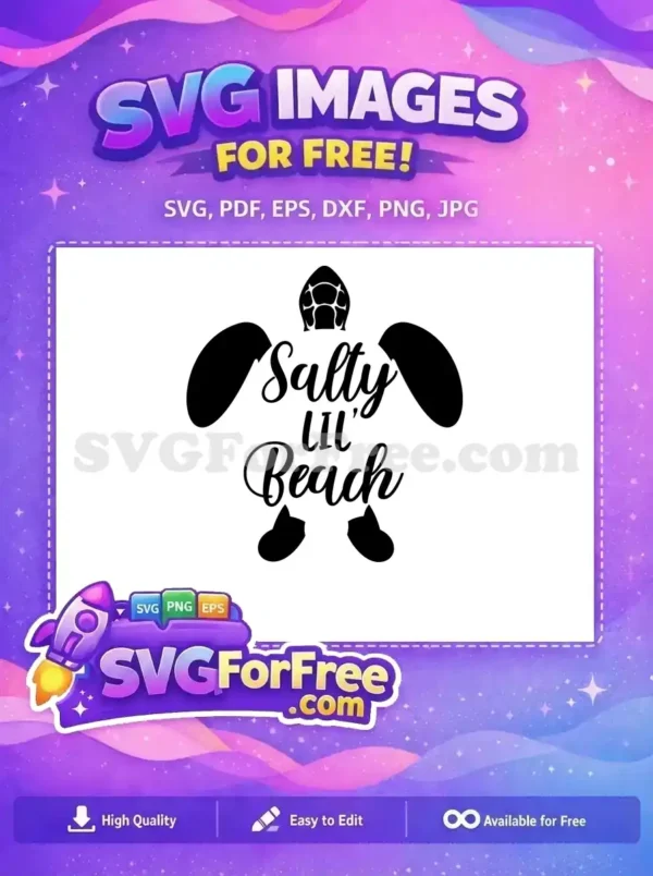Free Turtle Silhouette Free Salty Lil Beach Summer Free SVG