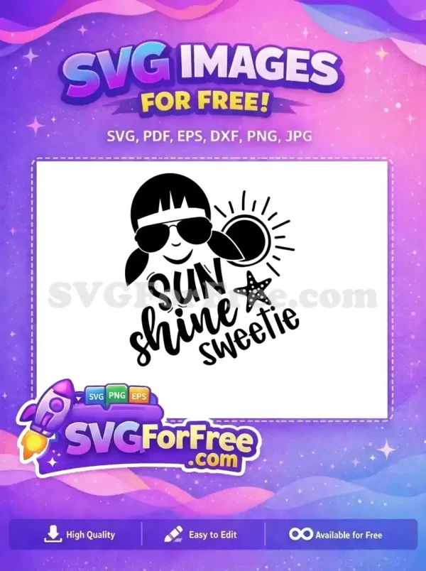 Free Sunglasses Girl Free Starfish Summer Quotes Free SVG