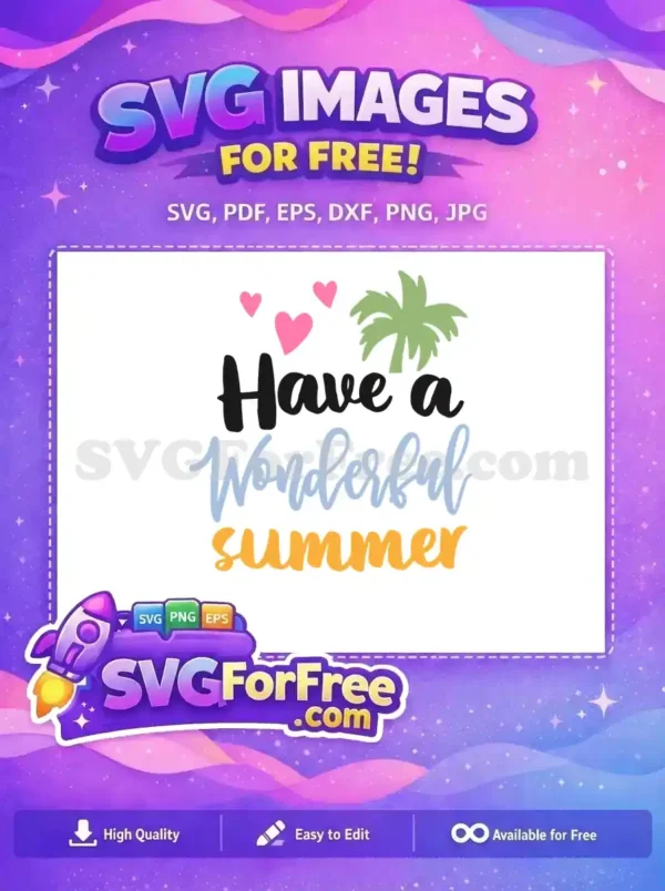 Free Pink Hearts Free Palm Tree Summer Free SVG 1