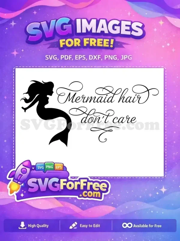 Free Flowing Hair Free Mermaid Silhouette Summer Free SVG Free Flowing Hair Free Mermaid Silhouette Summer Free SVG