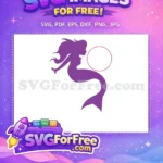 Free Purple Mermaid Silhouette Free Pink Circle Summer Quotes Free SVG - Instant Download