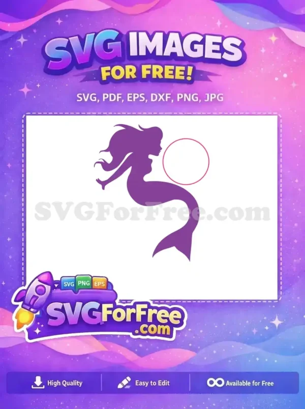 Free Purple Mermaid Silhouette Free Pink Circle Summer Quotes Free SVG