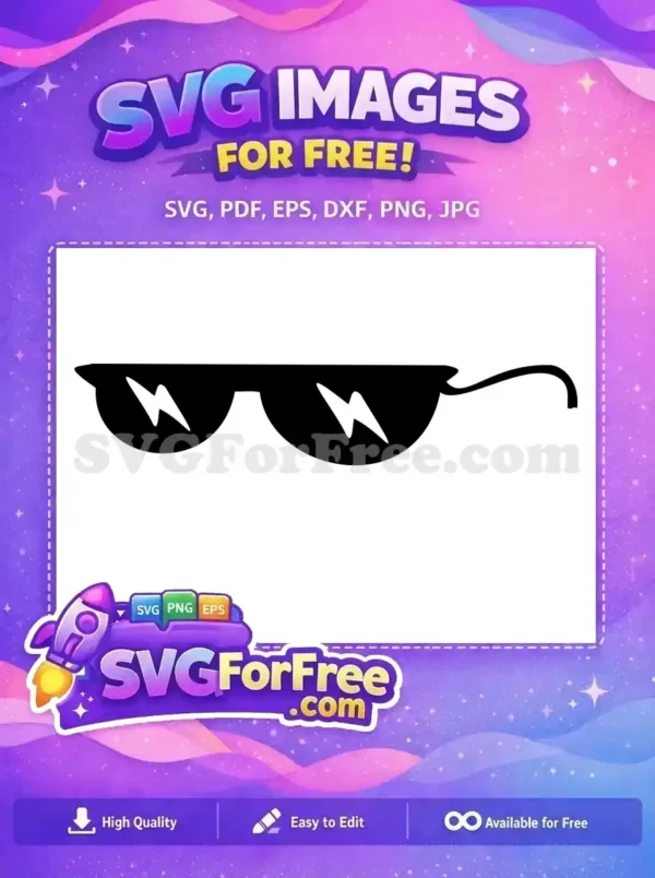 Free Lightning Bolt Free Sunglasses Black Silhouette Free SVG