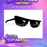 Free Black Cool Sunglasses Free Lightning Reflection Silhouette Free SVG - Instant Download