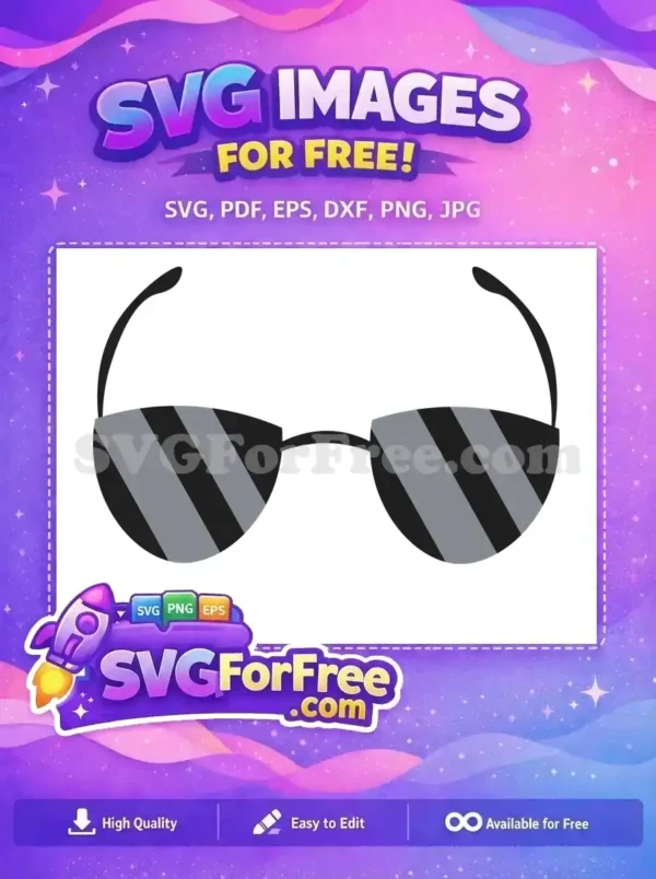 Free Striped Lens Free Black Frame Sunglasses Free SVG
